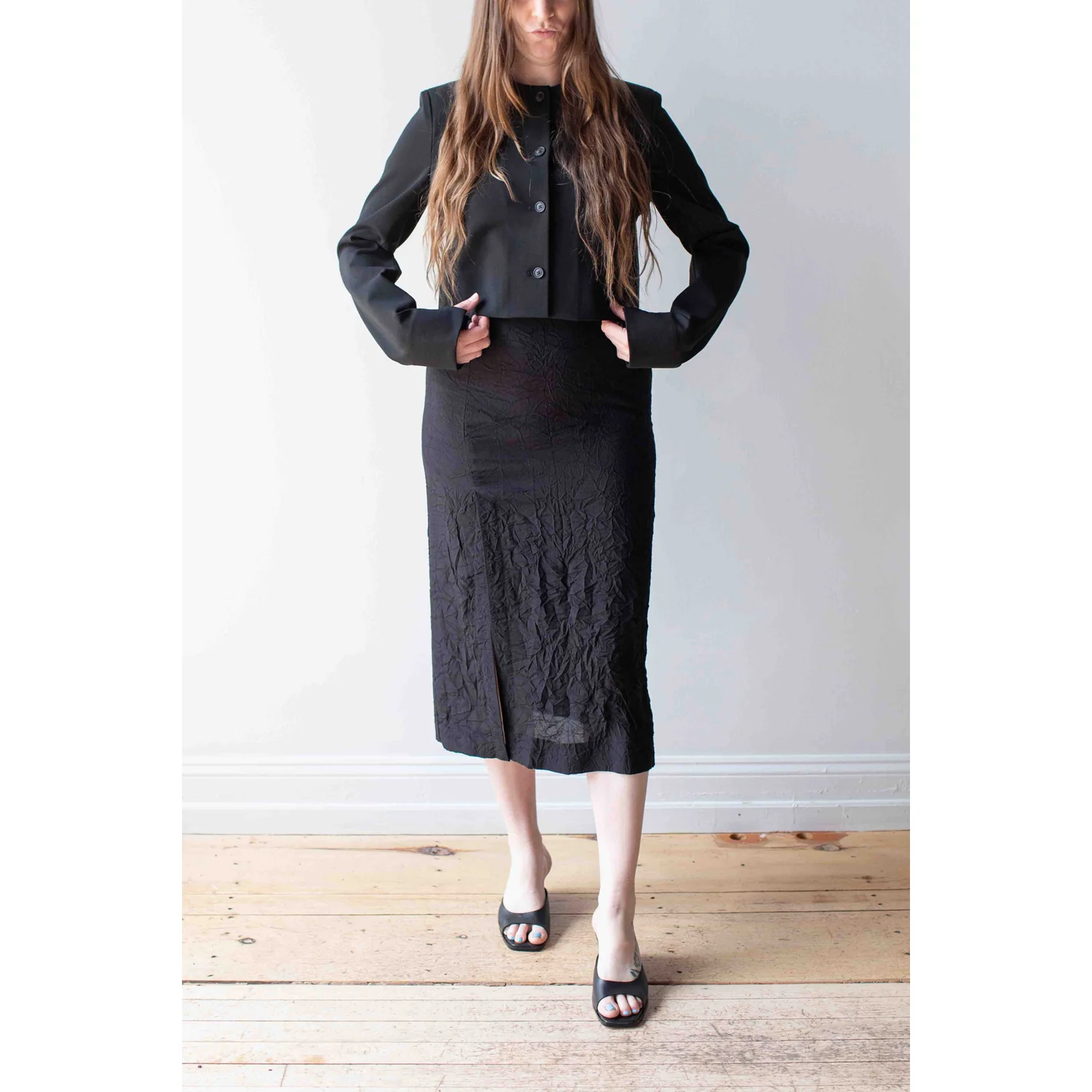 Hope Crush Skirt in Black Crinkle - Image 12