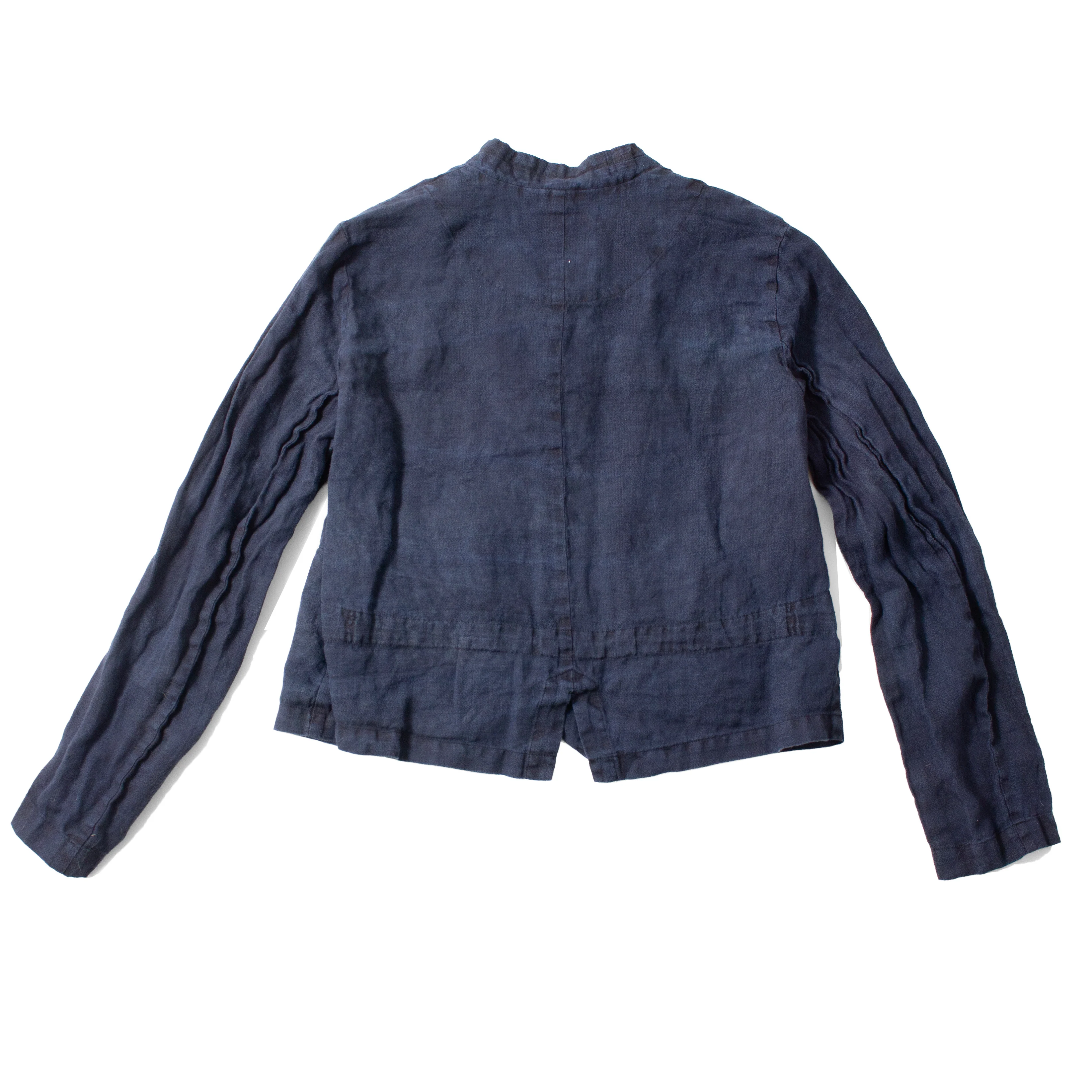 Pas de Calais Indigo Charcoal Dyed Linen Dobby Jacket in Navy - Image 3