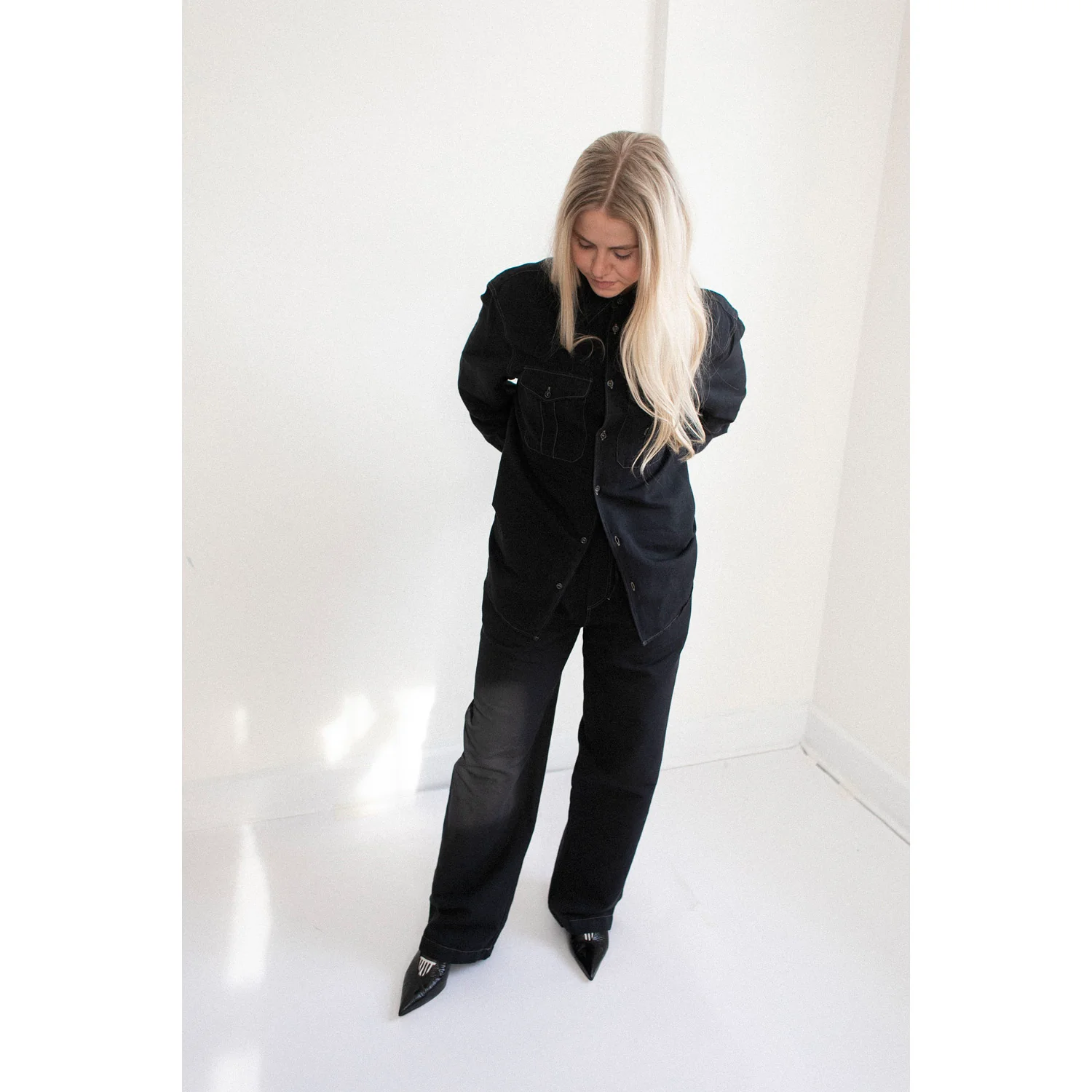 Studio Nicholson Louro Shirt in Black Grape - Image 10